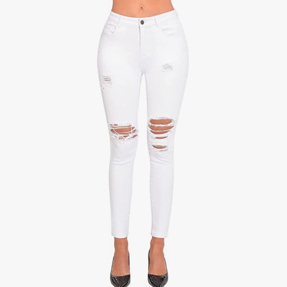Women’s Ripped mid rise destroyed Skinny Jeans - Picture 1 of 3